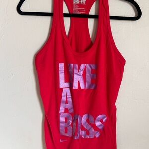 Nike Red Tank Top with Silver Text